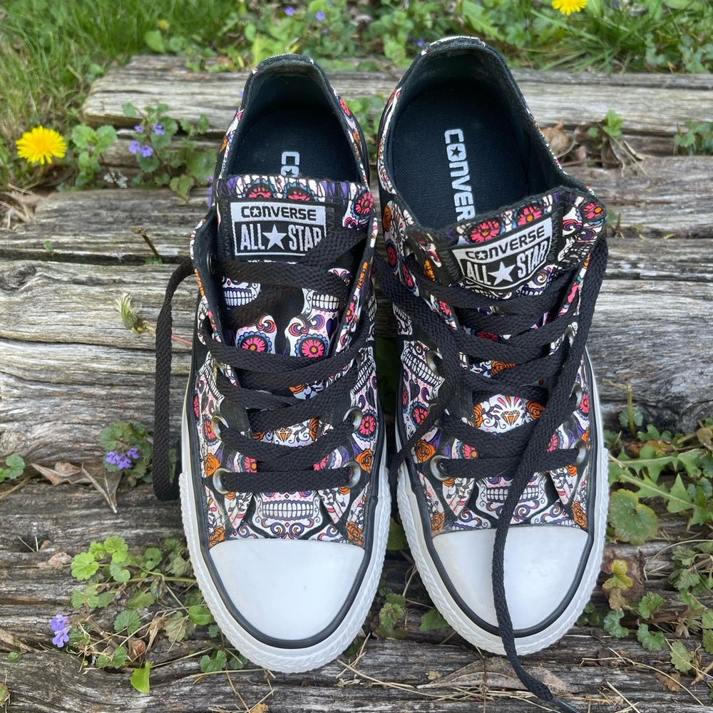 Converse All Star Sugar Skull Day Of The Dead Low Top Sneakers M-4 W-6 Pre-owned